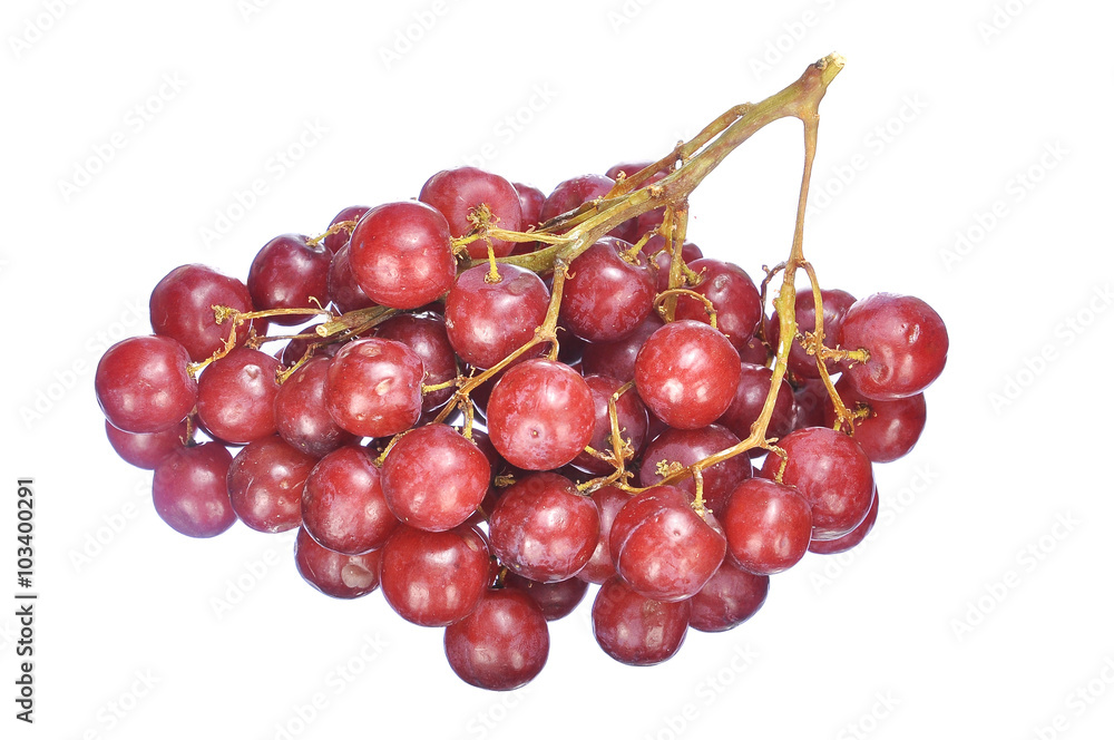 Delicious bunch red seedless crimson grape isolated on white Delicious bunch red seedless crimson grape isolated on white