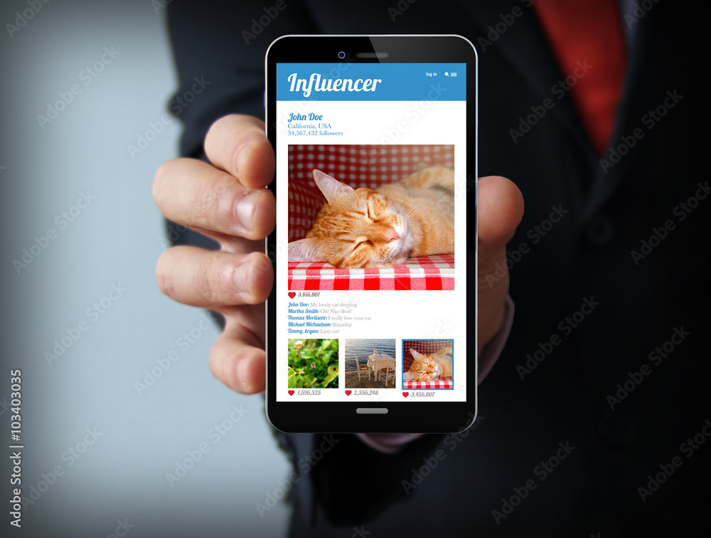 businessman with influencer marketing smartphone businessman with influencer marketing smartphone