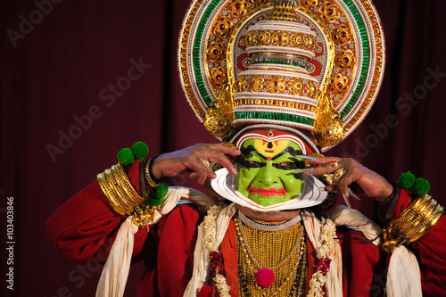 Kathakali show. Varkala, Kerala, India photo