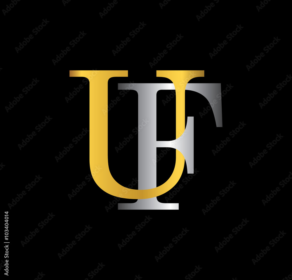 UF initial letter with gold and silver UF initial letter with gold and silver