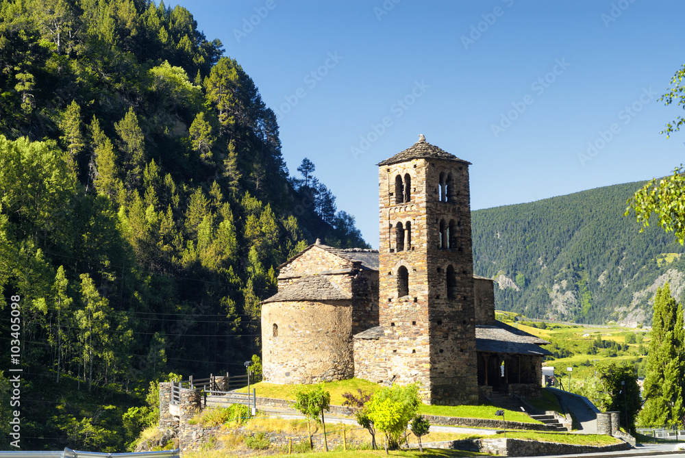 Romanesque church in Andorra - obrazy, fototapety, plakaty 
