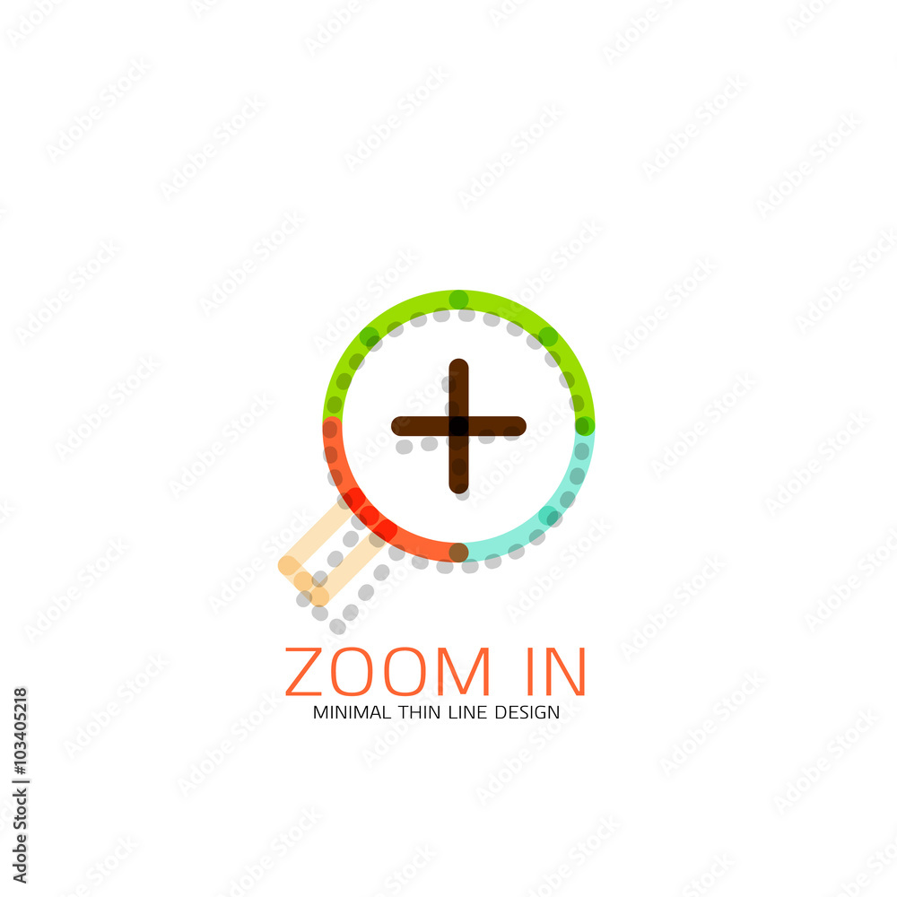 Vector thin line design logo magnifying glass, search and find or zoom logotype concept. Linear minimalistic business icon Vector thin line design logo magnifying glass, search and find or zoom logotype concept. Linear minimalistic business icon