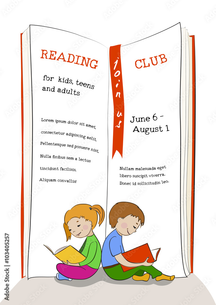 Kids reading education club advertisement
