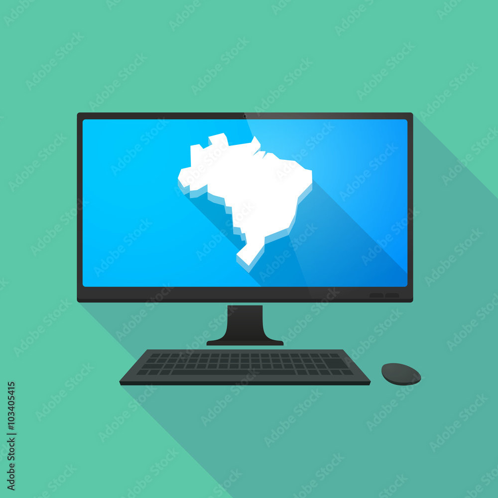 Personal computer with a map of Brazil Personal computer with a map of Brazil