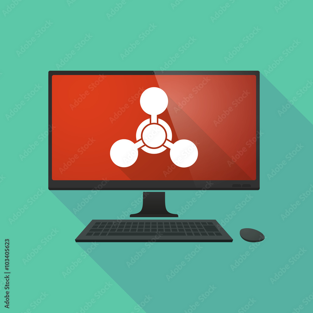 Personal computer with a chemical weapon sign Personal computer with a chemical weapon sign