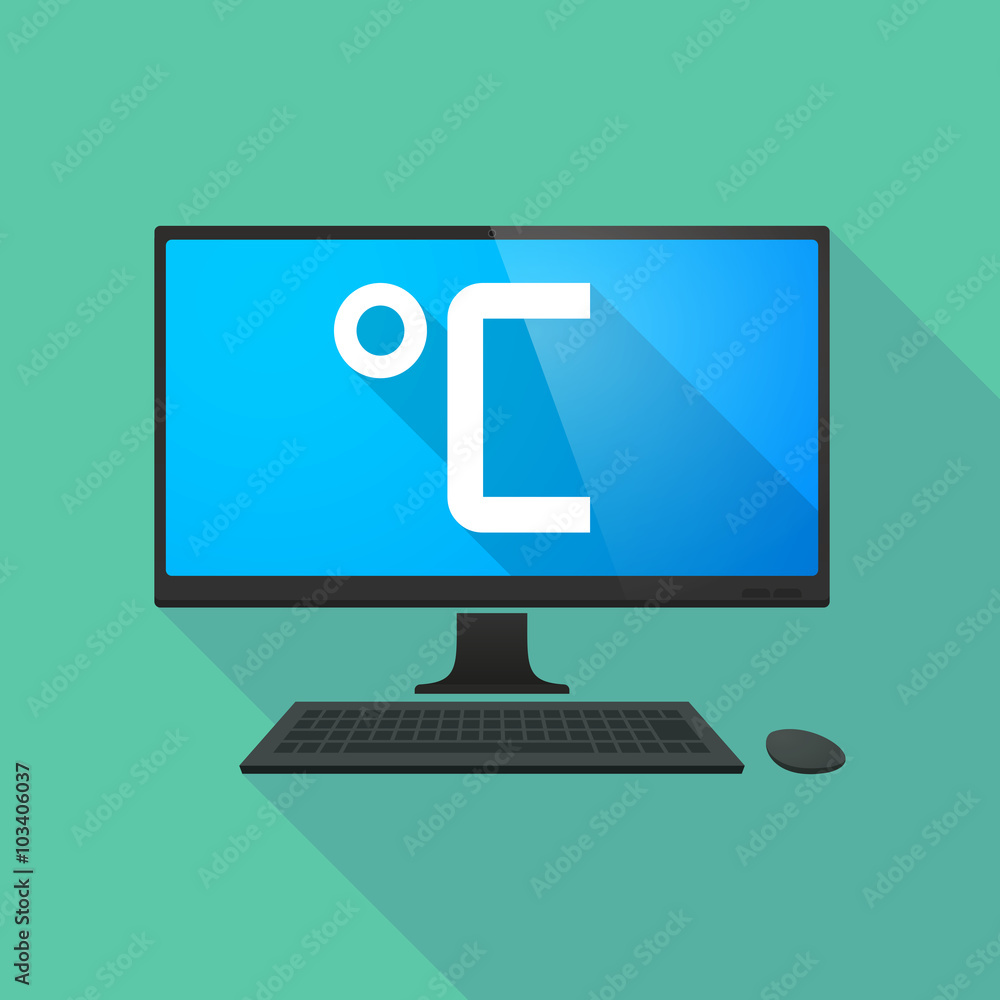 Personal computer with a celsius degree sign Personal computer with a celsius degree sign