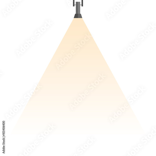 Spotlight shines down isolated on white background. Black hanging lamp. Design element. Vector illustration,eps 10.