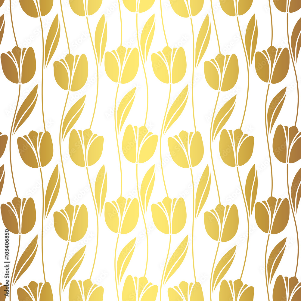 Abstract seamless retro pattern with silhouettes of tulips . Floral design . Textile Design . Vintage background with flowers
