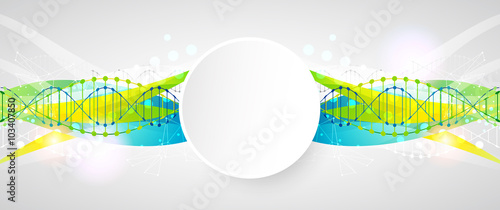 Science template,  banner with a DNA molecules.
