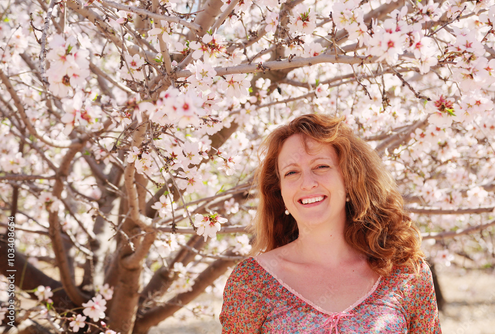 Spring portrait of beautiful 40 years old woman outdoors Spring portrait of beautiful 40 years old woman outdoors