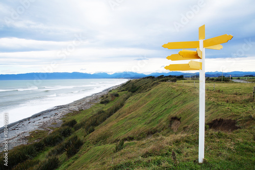 Signpost on the beach
