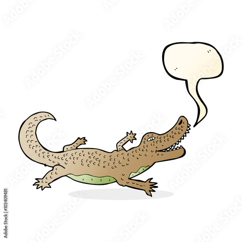 cartoon crocodile with speech bubble