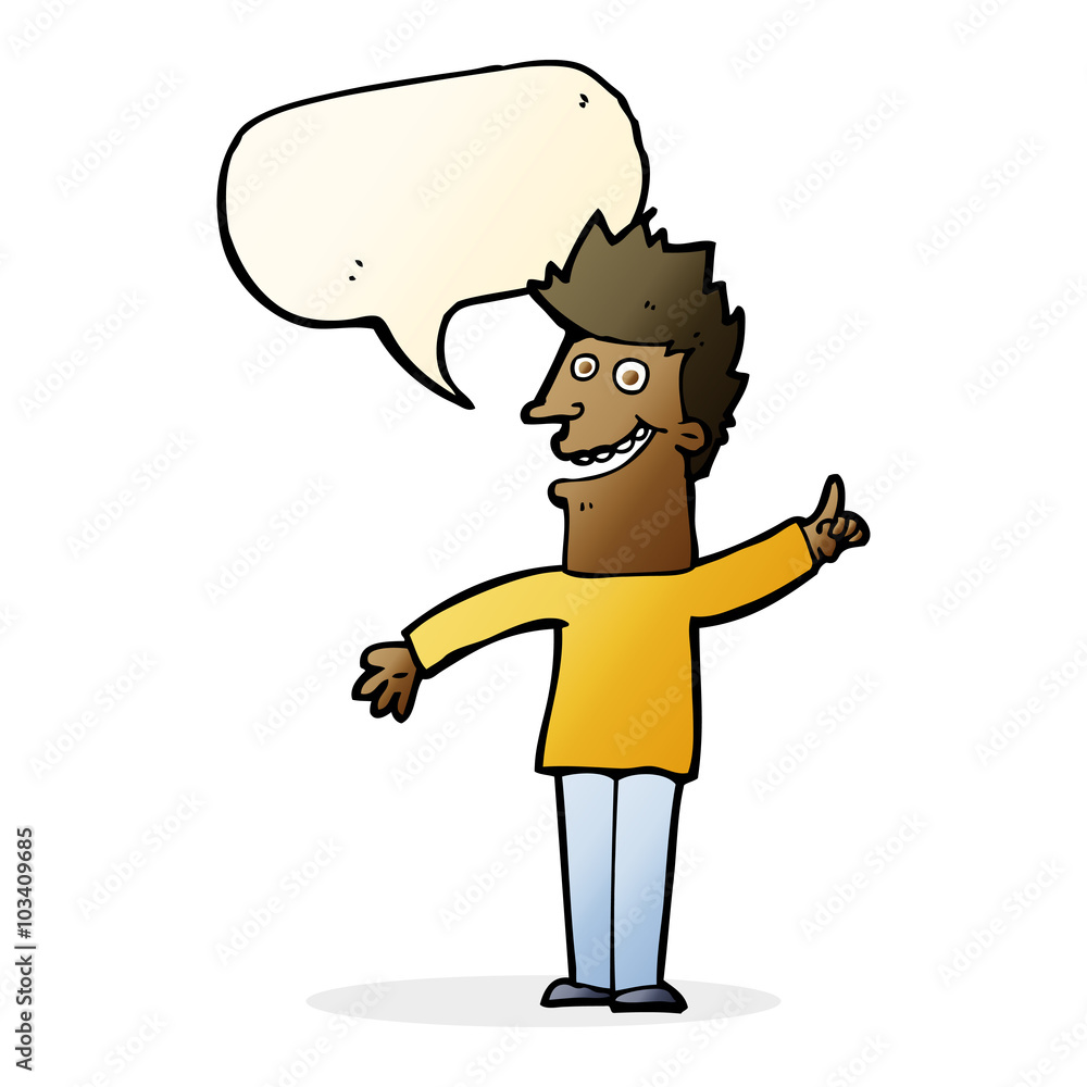 cartoon happy man with speech bubble cartoon happy man with speech bubble
