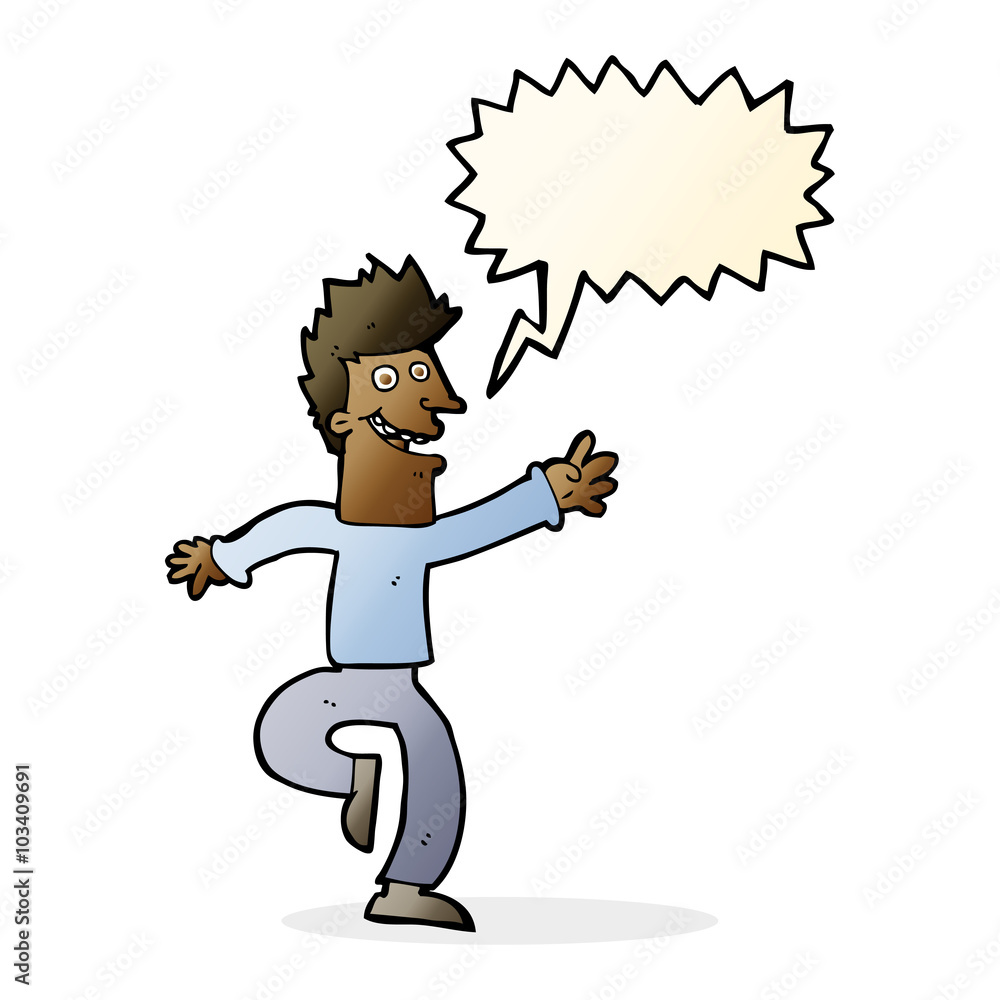 Fototapeta premium cartoon happy man with speech bubble