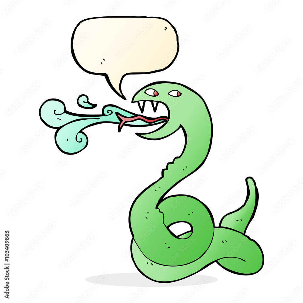 cartoon hissing snake with speech bubble cartoon hissing snake with speech bubble