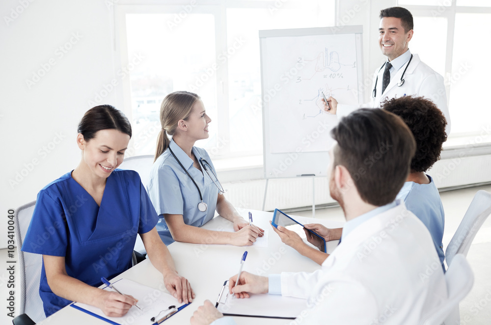 group of doctors on presentation at hospital group of doctors on presentation at hospital