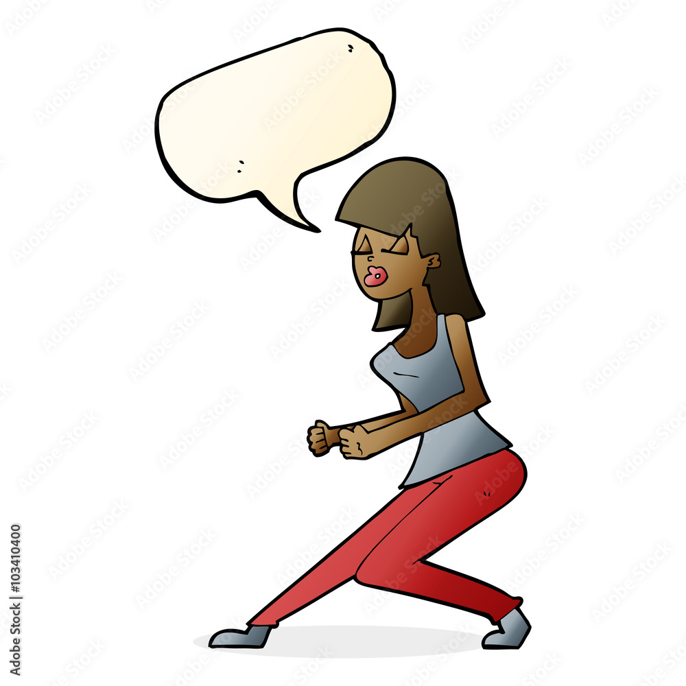cartoon crazy dancing girl with speech bubble cartoon crazy dancing girl with speech bubble
