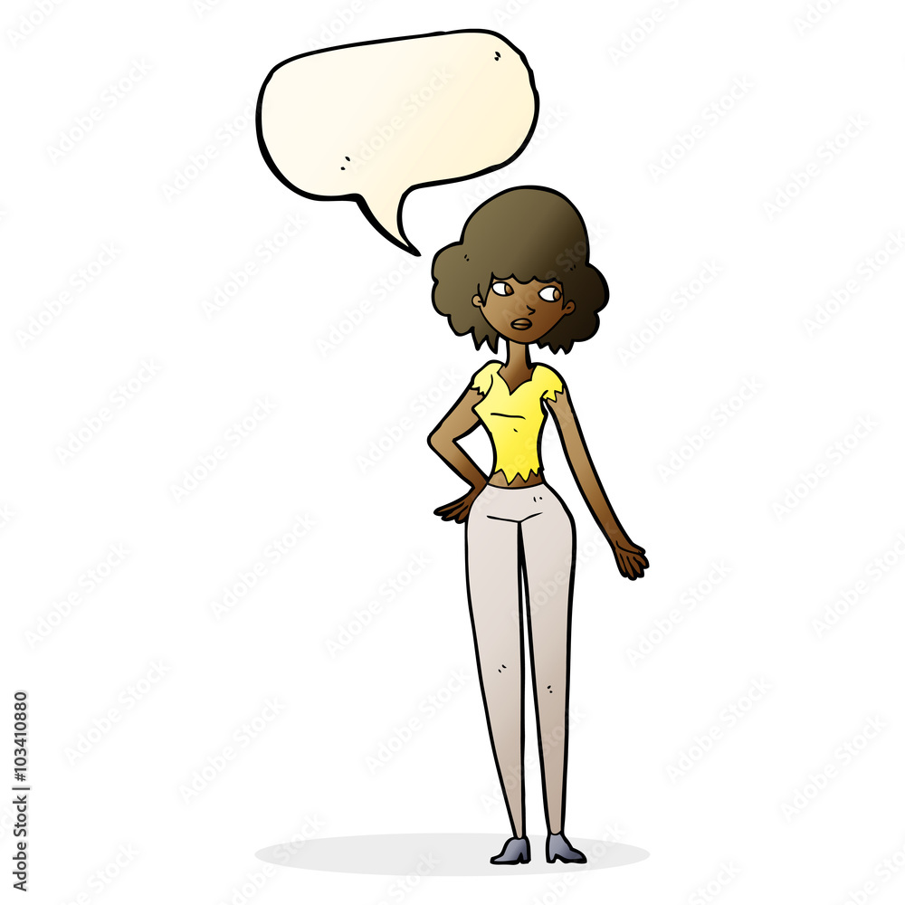 cartoon pretty woman with speech bubble cartoon pretty woman with speech bubble