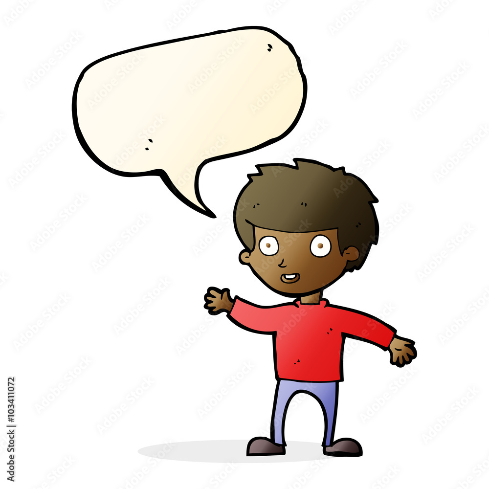 cartoon happy boy with speech bubble cartoon happy boy with speech bubble