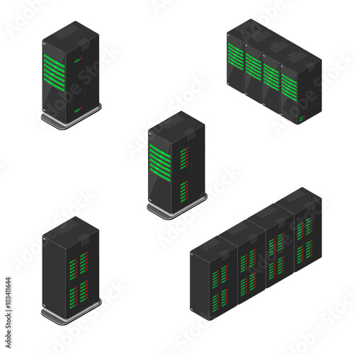 A vector isometric illustration of Isometric Servers.
New server technology icons in various modern arrays.
