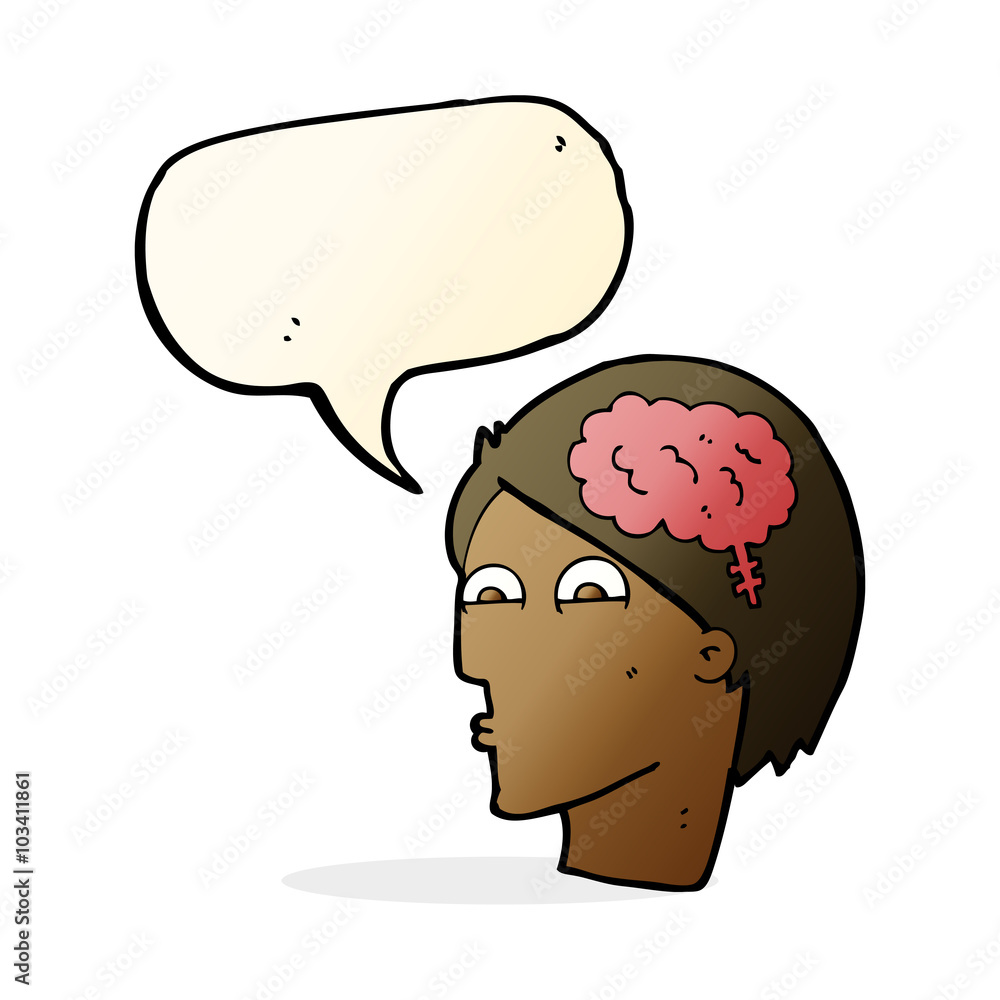 cartoon head with brain symbol with speech bubble cartoon head with brain symbol with speech bubble