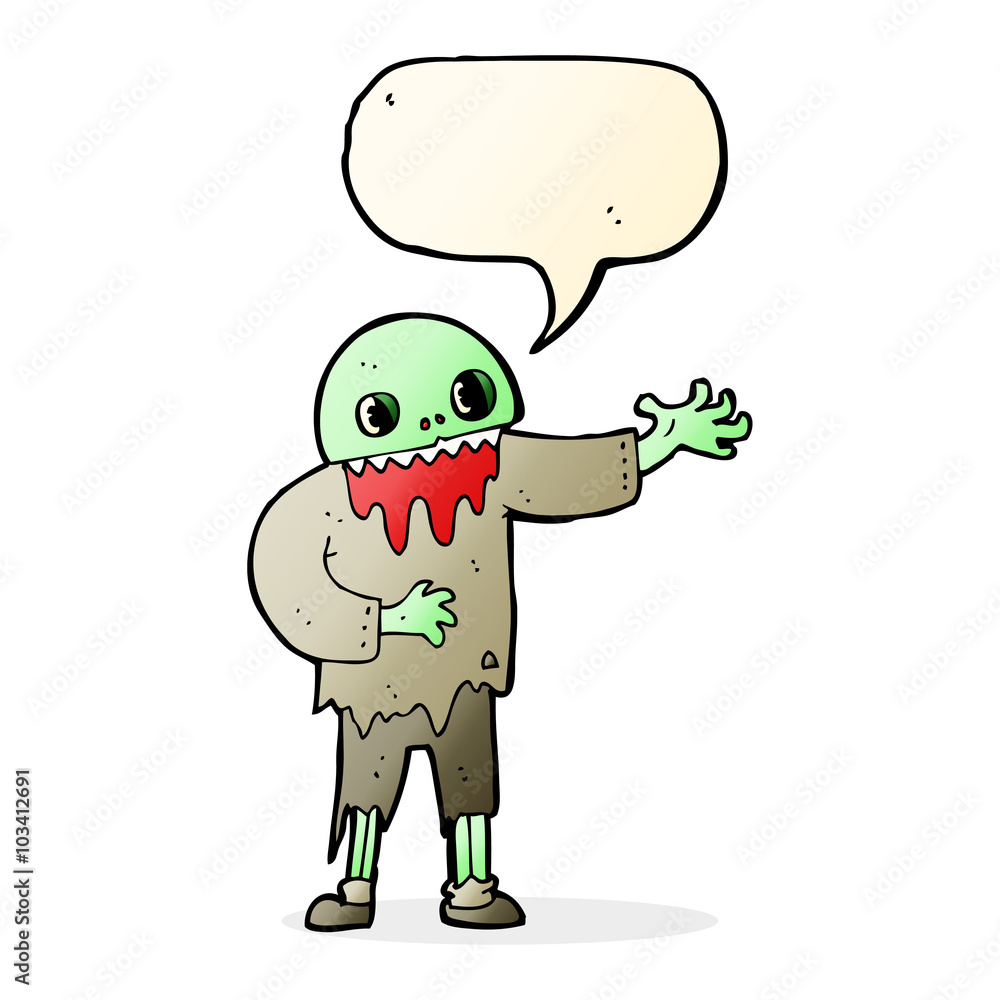 cartoon spooky zombie with speech bubble cartoon spooky zombie with speech bubble