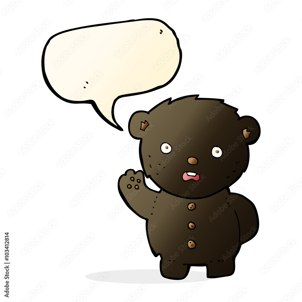 cartoon unhappy black teddy bear with speech bubble cartoon unhappy black teddy bear with speech bubble