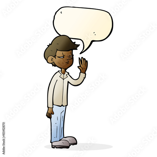 cartoon arrogant boy with speech bubble