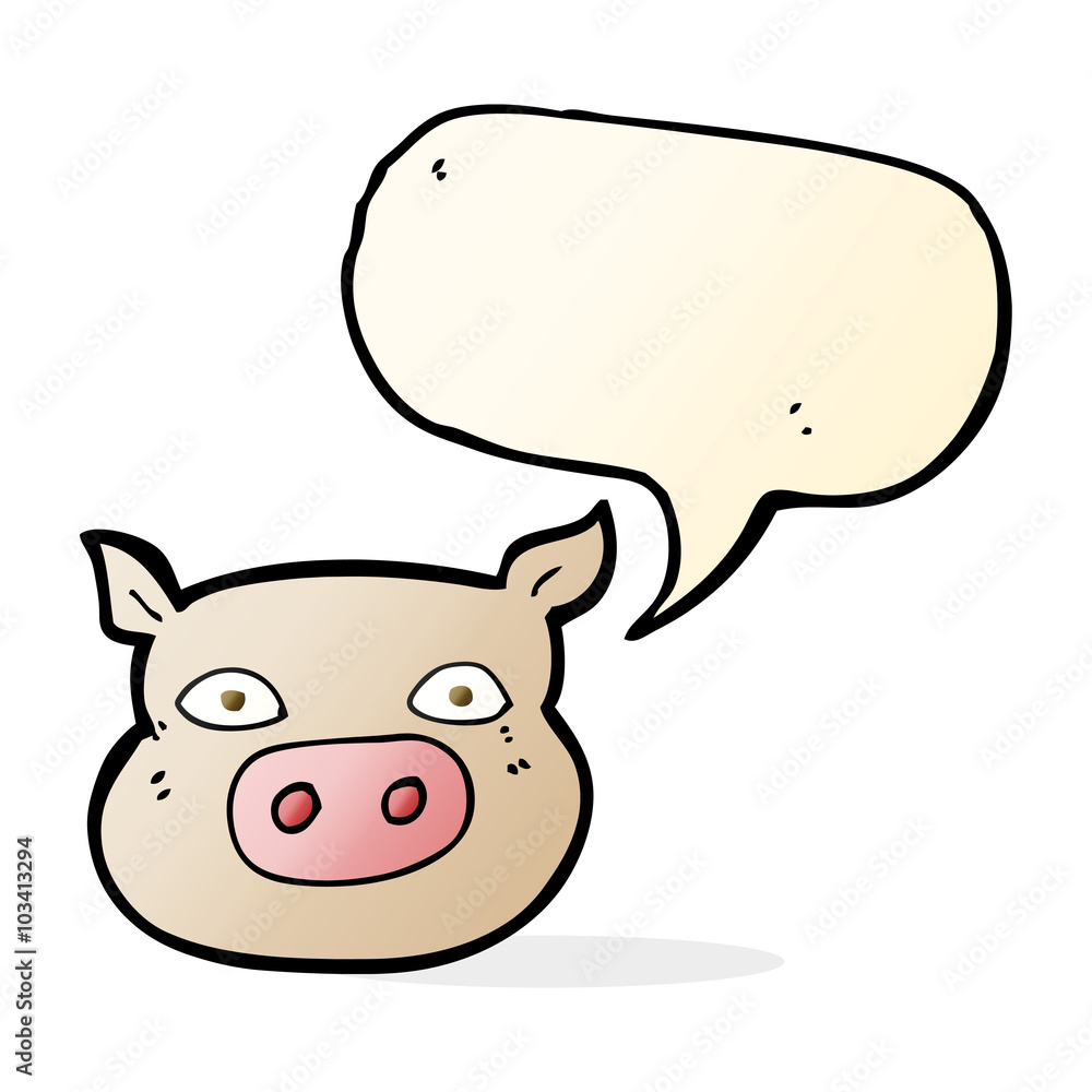 cartoon pig face with speech bubble cartoon pig face with speech bubble