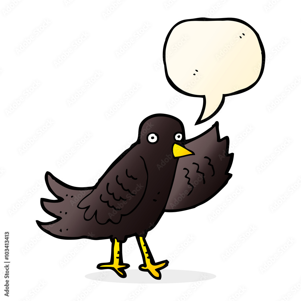 cartoon waving bird with speech bubble cartoon waving bird with speech bubble