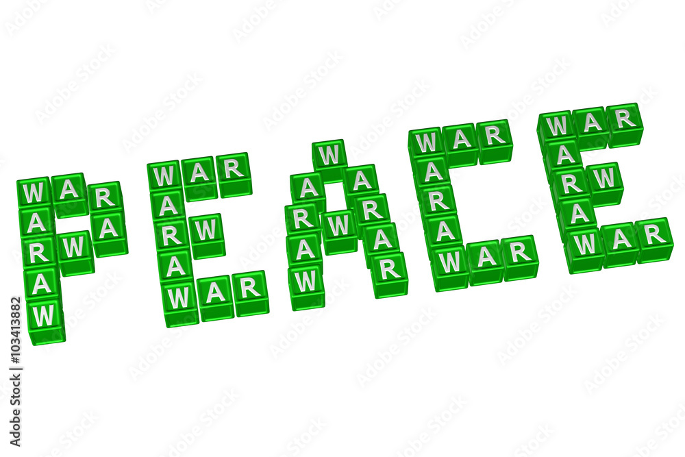 Word Peace written with blocks with letters W,A,R Word Peace written with blocks with letters W,A,R