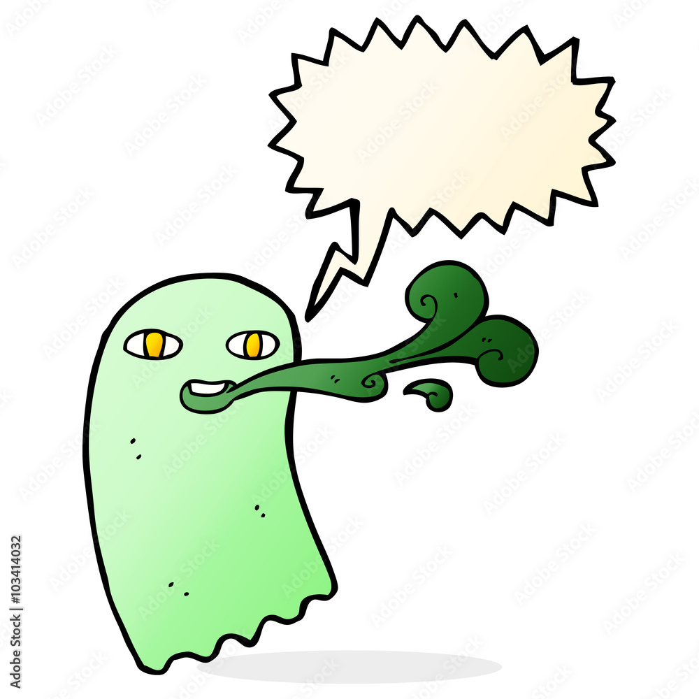 Fototapeta premium funny cartoon ghost with speech bubble