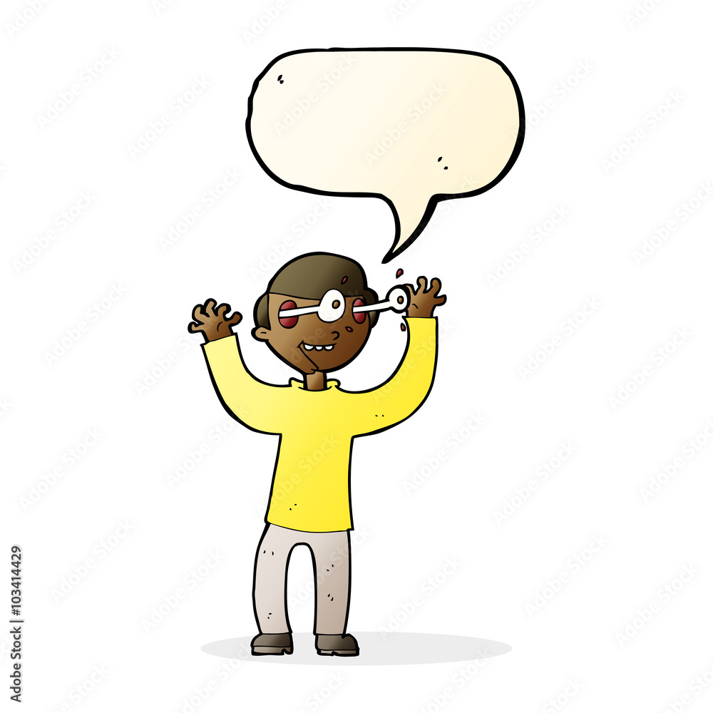 cartoon man with eyes popping out of head with speech bubble