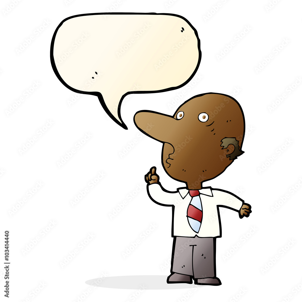 cartoon bald man asking question with speech bubble cartoon bald man asking question with speech bubble