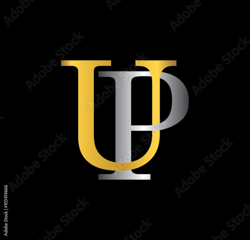 UP initial letter with gold and silver