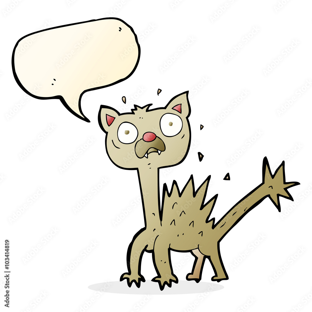 cartoon scared cat with speech bubble cartoon scared cat with speech bubble