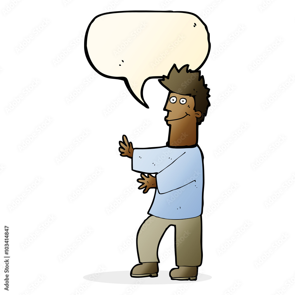 Fototapeta premium cartoon happy man with speech bubble