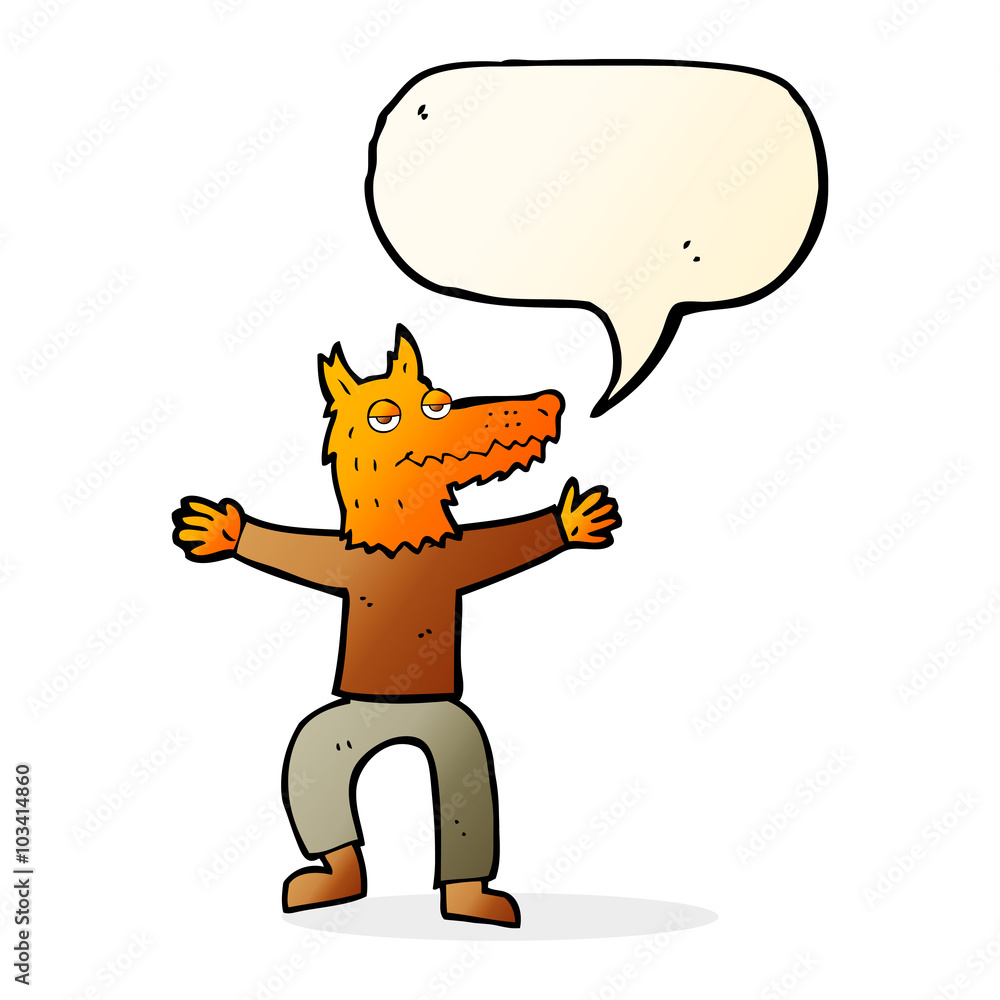 cartoon fox man with speech bubble cartoon fox man with speech bubble