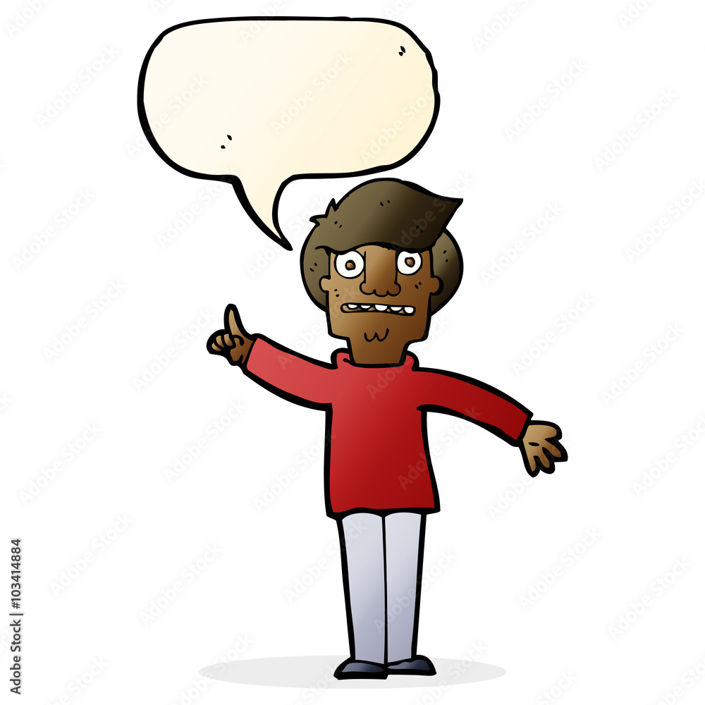 Fototapeta premium cartoon man asking question with speech bubble