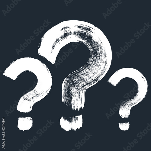 Set of 3 original hand-painted question symbol.