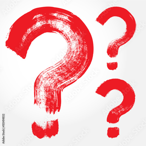 Set of 3 original hand-painted question symbol