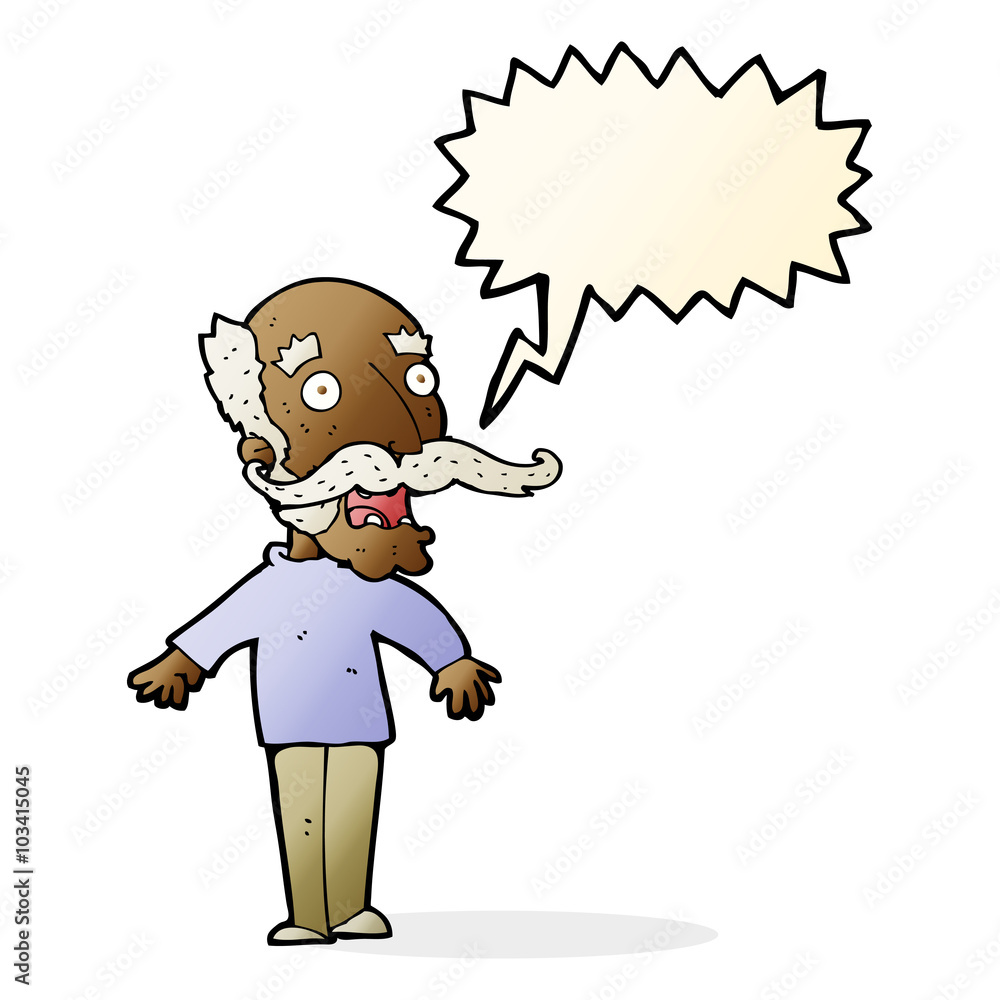 cartoon old man gasping in surprise with speech bubble cartoon old man gasping in surprise with speech bubble