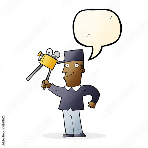 cartoon film maker with speech bubble
