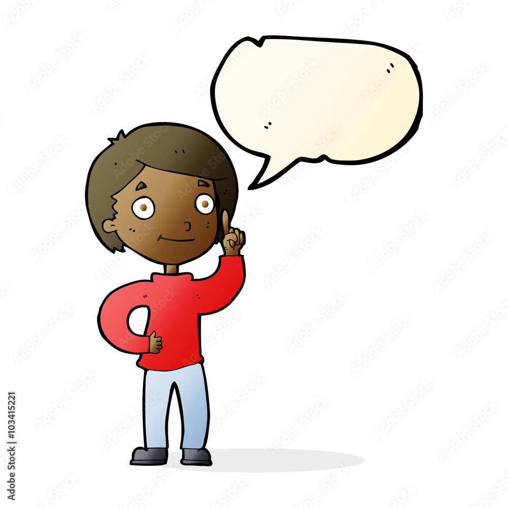 cartoon boy with idea with speech bubble cartoon boy with idea with speech bubble