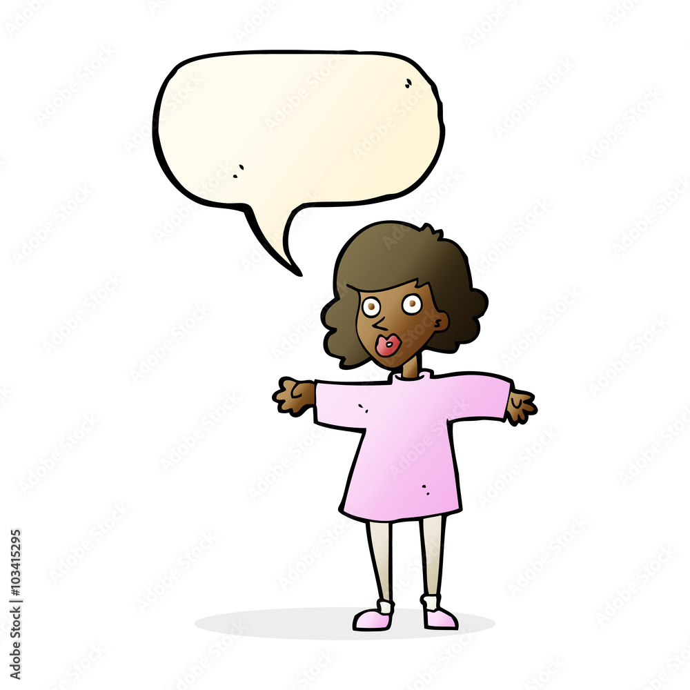cartoon nervous woman with speech bubble cartoon nervous woman with speech bubble