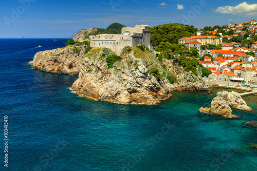 Old city of Dubrovnik with magical turquoise bay,Croatia,Europe