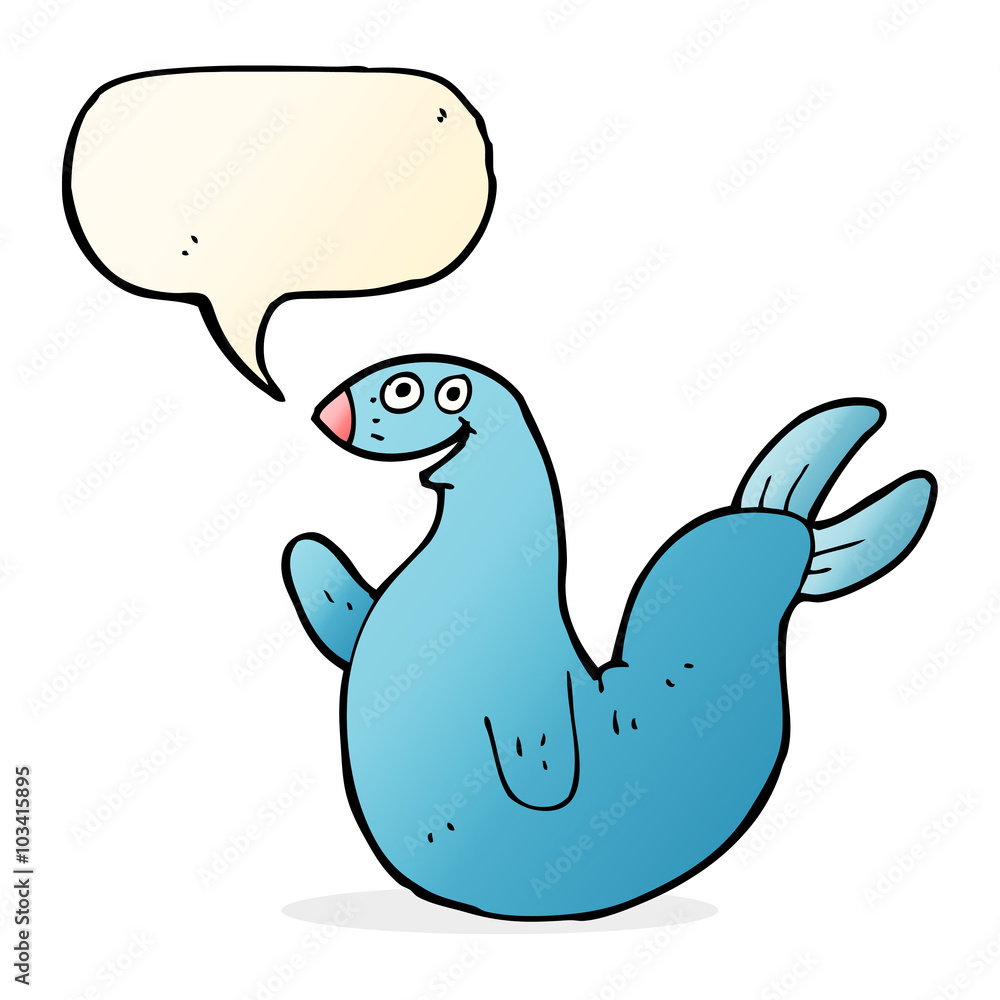 cartoon happy seal with speech bubble cartoon happy seal with speech bubble