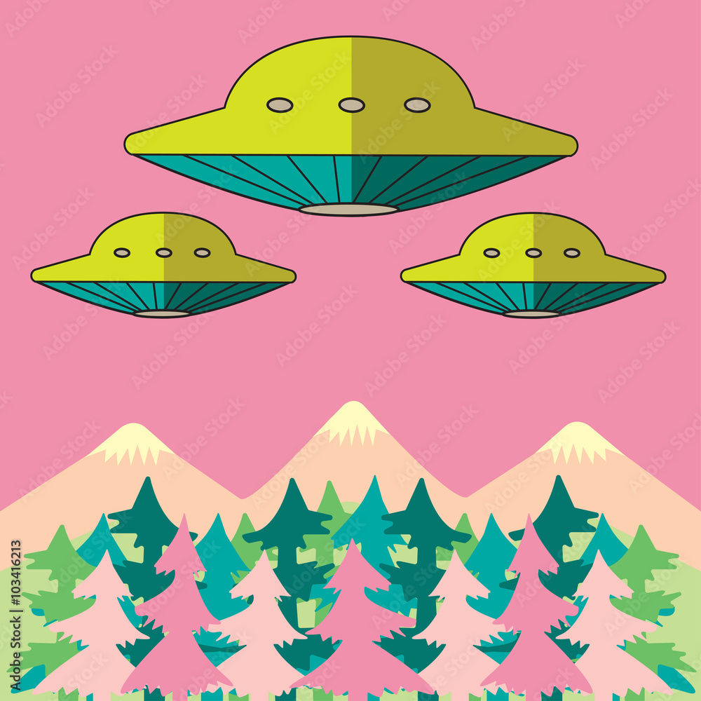 UFO fly over the mountains
