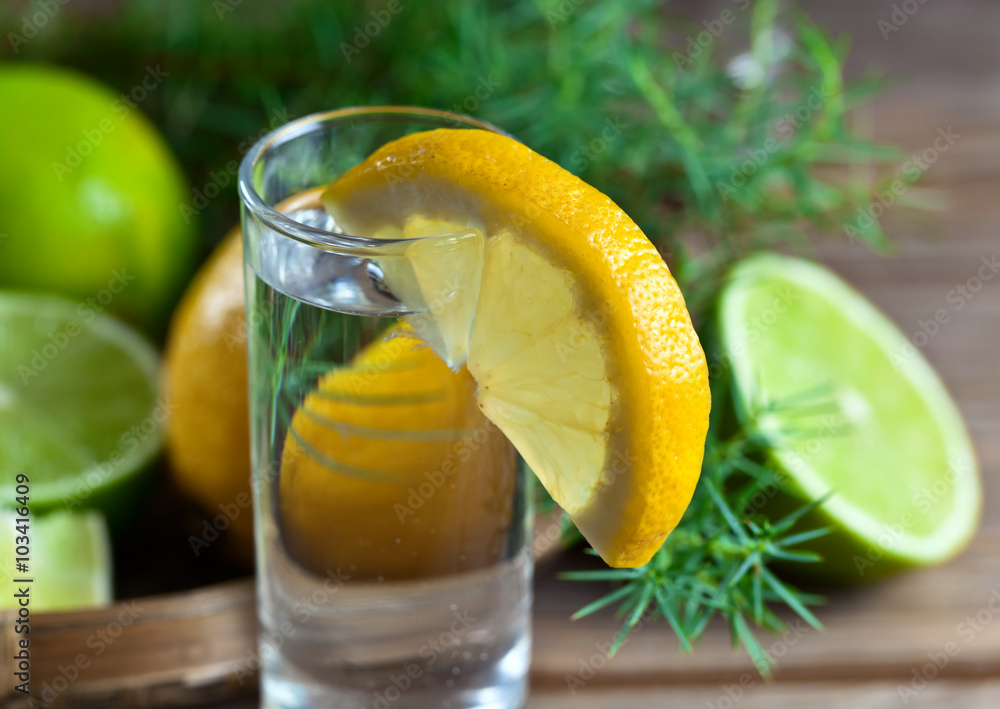 Gin with lemon Gin with lemon