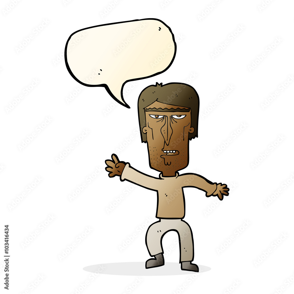 Fototapeta premium cartoon angry man waving warning with speech bubble